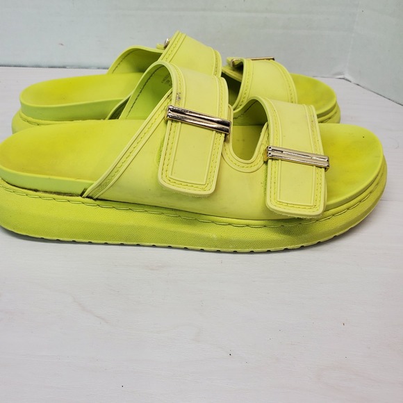 Madden‎ Girl Kingsley Lime Green Double Strap Slide Sandals Size 10M Platform - Picture 5 of 16